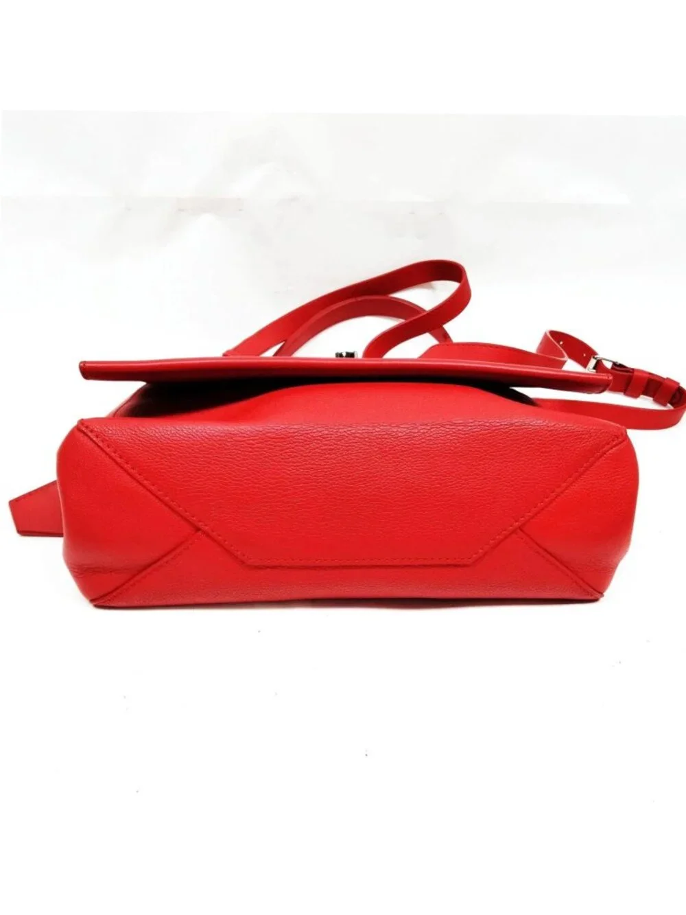 Authentic Louis Vuitton Lockme II Red Calfskin Leather Top Handle Crossbody Bag
